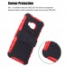 HTC One M9 - Silicone Hybrid Dual Layer Armor Defender Phone Protective Kickstand Cover Case - Red